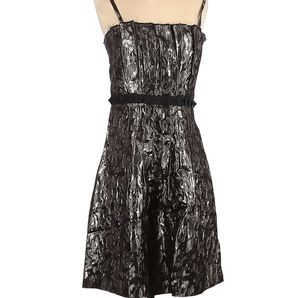 Tory Burch designer cocktail dress silver sleeveless fancy shiny metallic 4